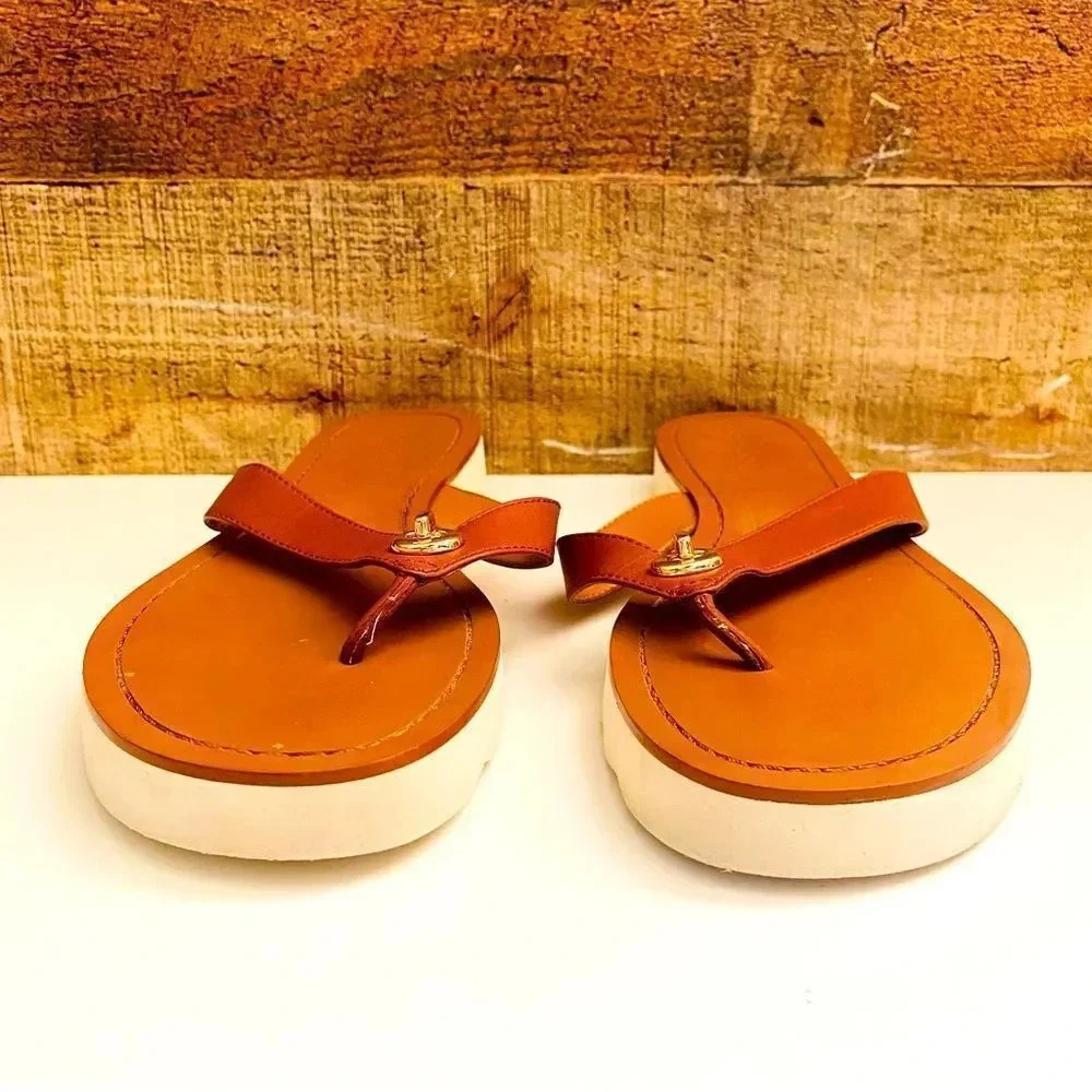 Coach Shelly Turn Lock Saddle Leather Sandals - Picture 5 of 10